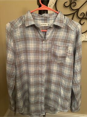 abercrombie kids Light Blue and Brown Plaid Button-Down Shirt